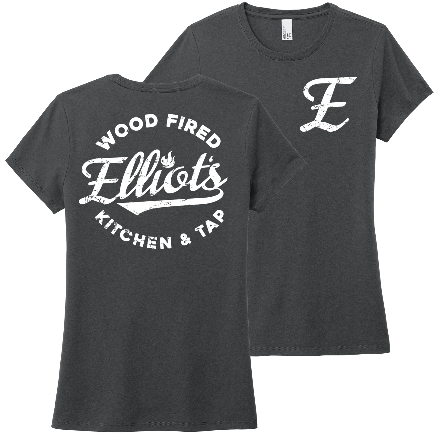 Elliots Wood Fired Kitchen and Tap Logo Womens Perfect Tri Tee