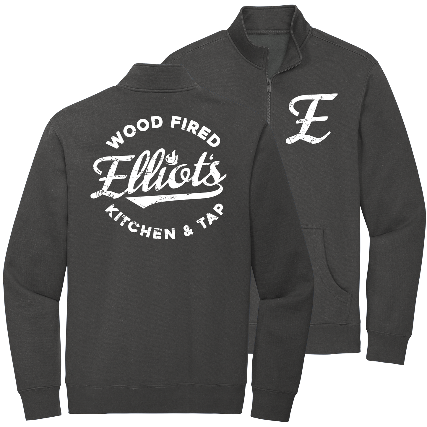 Elliots Wood Fired Kitchen and Tap Logo Quarter Zip Pullover Sweatshirt