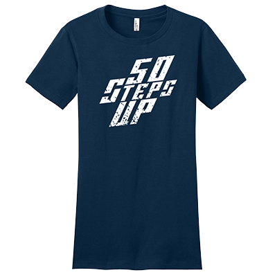 50 Steps Up Logo Women's Fitted District Concert T-Shirt