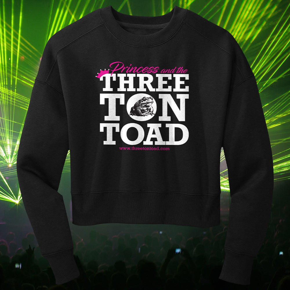 Three Ton Toad Princess Logo Women's Fleece Cropped Crewneck Sweatshirt