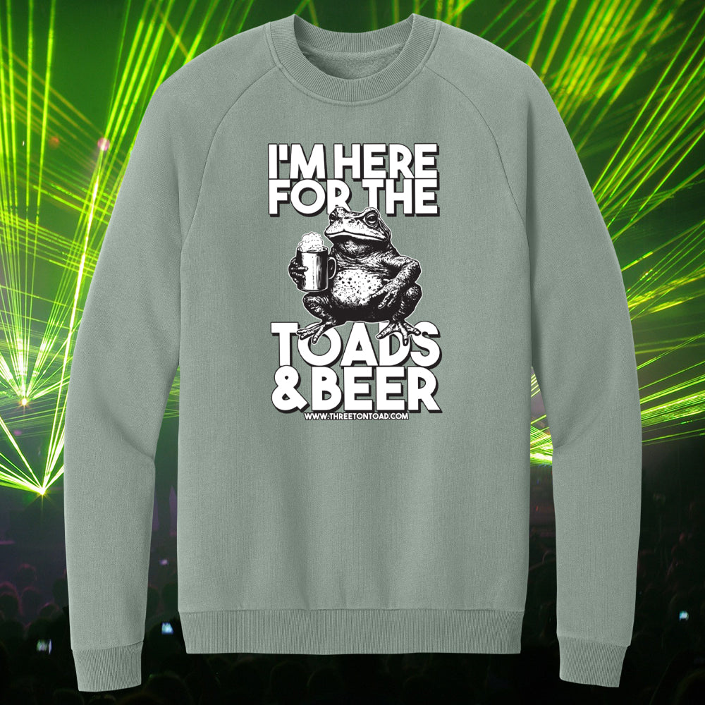 Three Ton Toad Here For The Beer Fleece Crewneck Sweatshirt