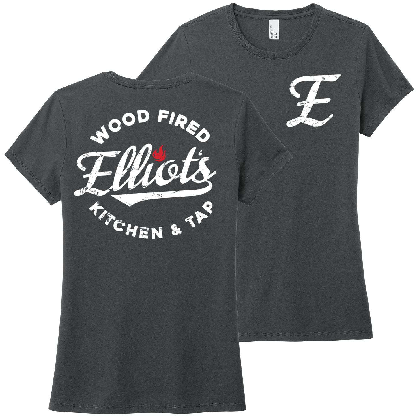 Elliots Wood Fired Kitchen and Tap Logo Womens Perfect Tri Tee