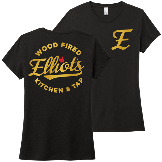 Elliots Wood Fired Kitchen and Tap Logo Womens Perfect Tri Tee