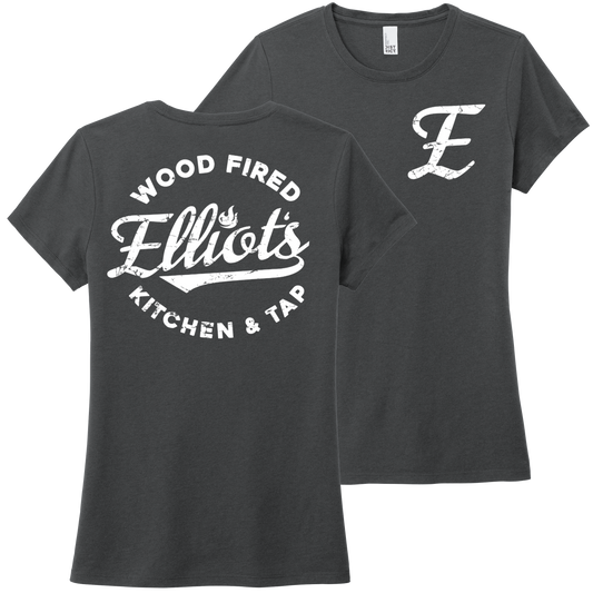 Elliots Wood Fired Kitchen and Tap Logo Womens Perfect Tri Tee