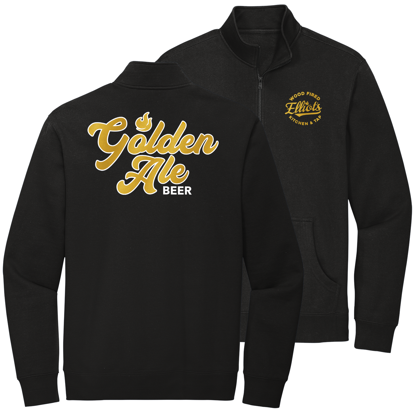 Elliots Wood Fired Kitchen and Tap Golden Ale Quarter Zip Pullover Sweatshirt