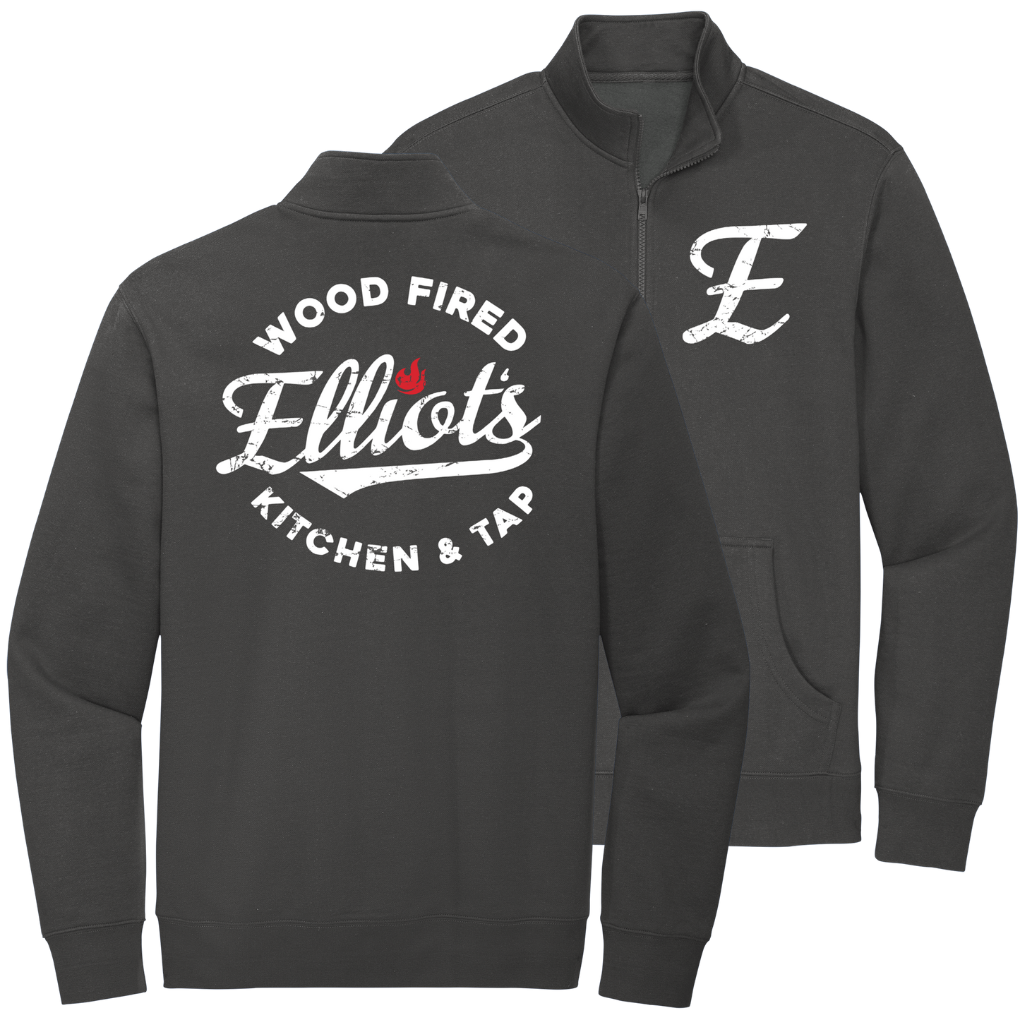 Elliots Wood Fired Kitchen and Tap Logo Quarter Zip Pullover Sweatshirt