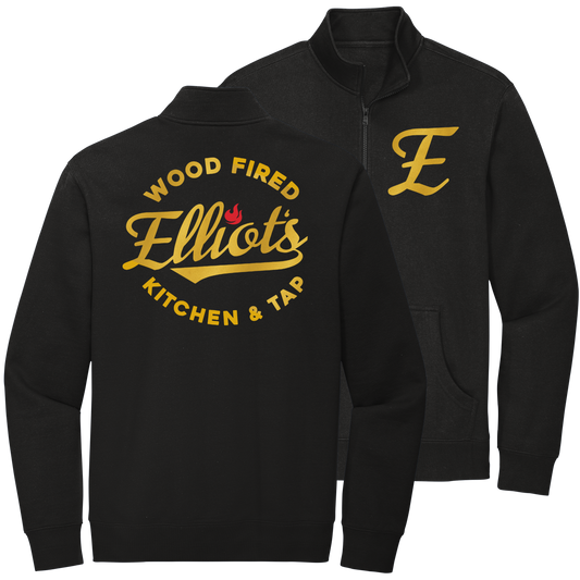 Elliots Wood Fired Kitchen and Tap Logo Quarter Zip Pullover Sweatshirt