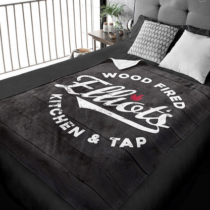 Elliots Wood Fired Kitchen and Tap Logo Plush Minky Blanket