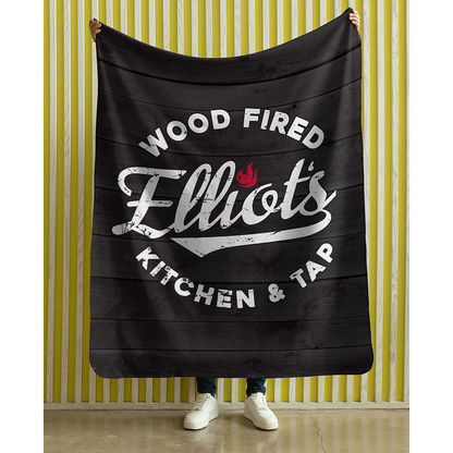 Elliots Wood Fired Kitchen and Tap Logo Plush Minky Blanket