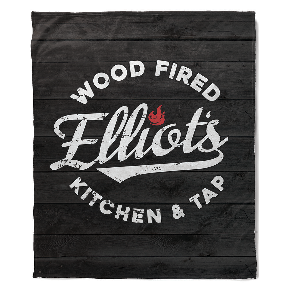 Elliots Wood Fired Kitchen and Tap Logo Plush Minky Blanket