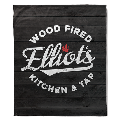 Elliots Wood Fired Kitchen and Tap Logo Plush Minky Blanket