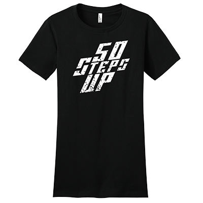 50 Steps Up Logo Women's Fitted District Concert T-Shirt