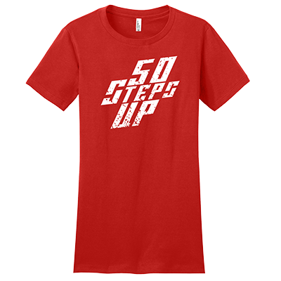 50 Steps Up Logo Women's Fitted District Concert T-Shirt