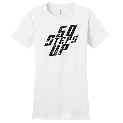 50 Steps Up Logo Women's Fitted District Concert T-Shirt
