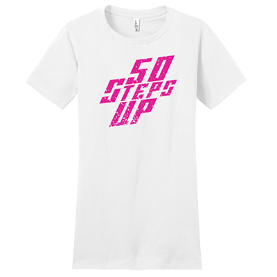 50 Steps Up Logo Women's Fitted District Concert T-Shirt