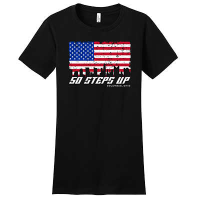 50 Steps Up Flag Women's Fitted District Concert T-Shirt