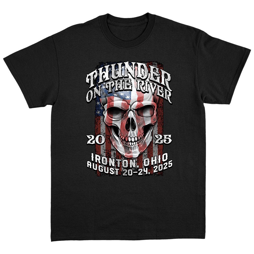 Thunder On The River Flag Skull T-Shirt