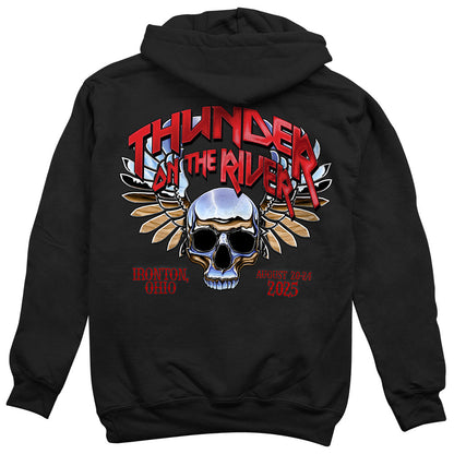 Thunder On The River Chrome Skull Hoodie
