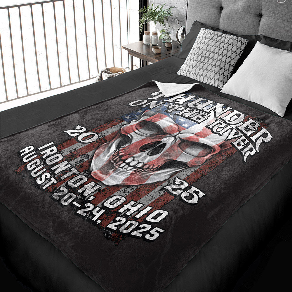 Thunder on the River Flag Skull Blanket