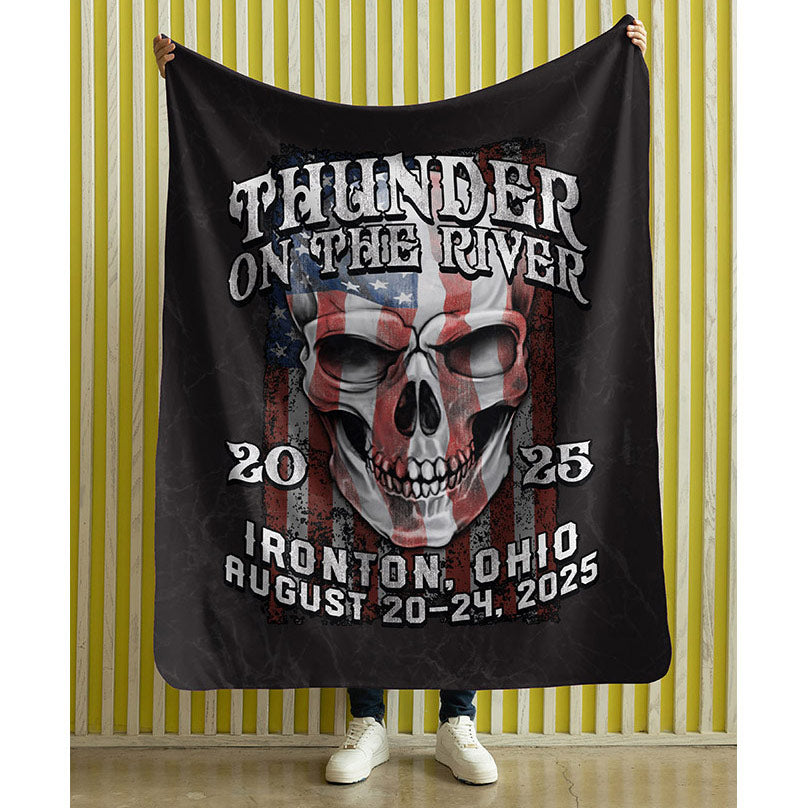 Thunder on the River Flag Skull Blanket