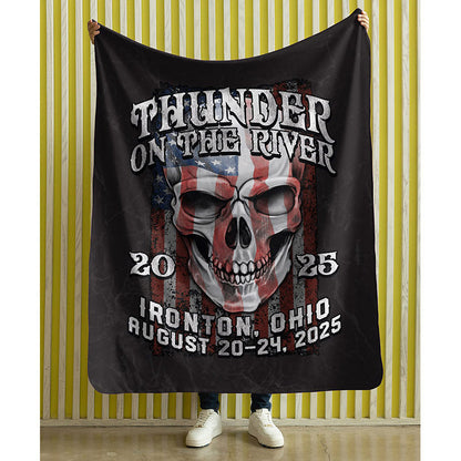 Thunder on the River Flag Skull Blanket