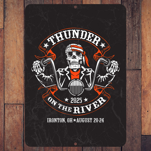 9" x 12" Thunder on the River Biker Banners Bar Sign