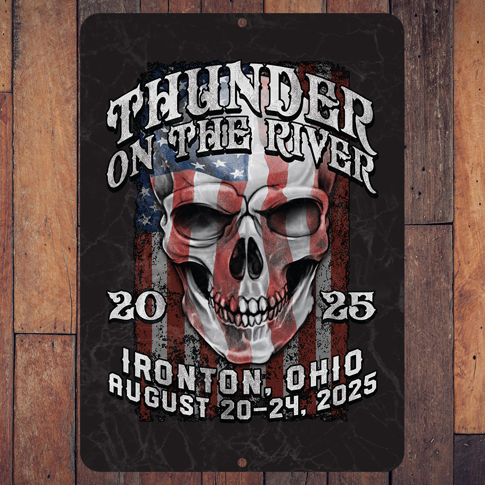 9" x 12" Thunder on the River Flag Skull Bar Sign