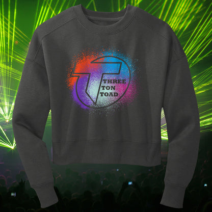 Three Ton Toad Splatter Logo Women's Fleece Cropped Crewneck Sweatshirt