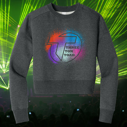 Three Ton Toad Splatter Logo Women's Fleece Cropped Crewneck Sweatshirt