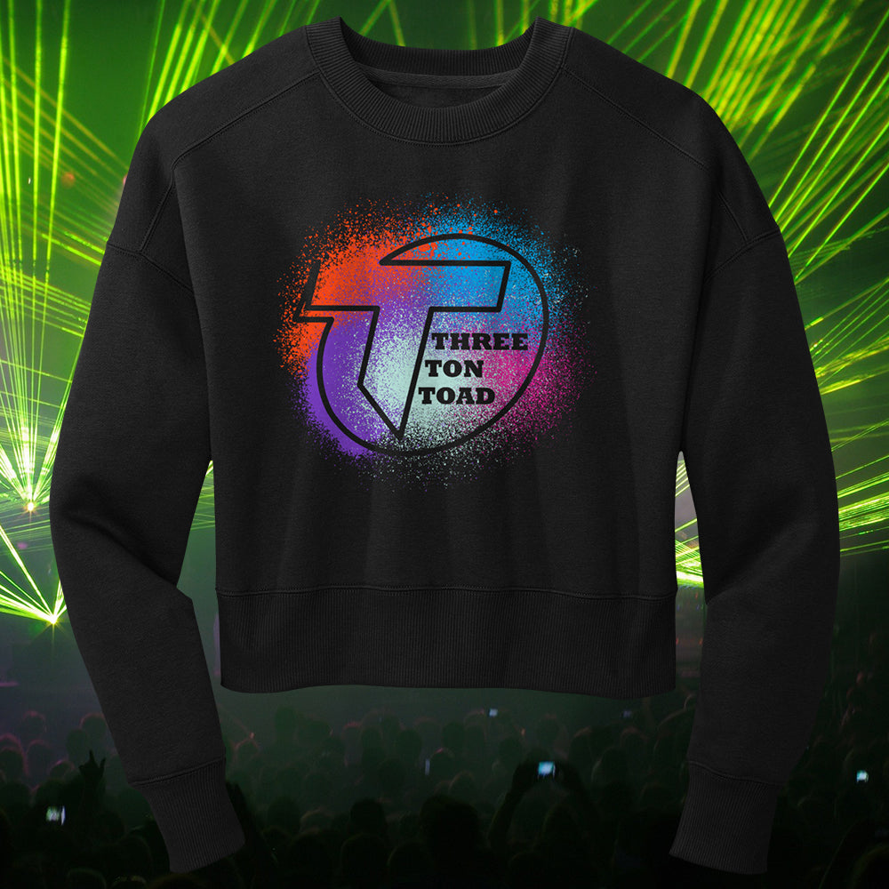 Three Ton Toad Splatter Logo Women's Fleece Cropped Crewneck Sweatshirt