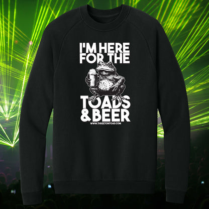Three Ton Toad Here For The Beer Fleece Crewneck Sweatshirt