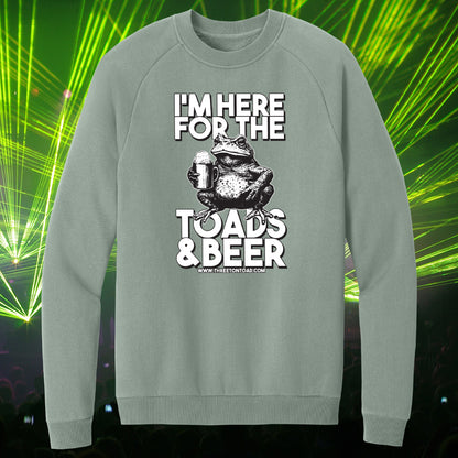 Three Ton Toad Here For The Beer Fleece Crewneck Sweatshirt